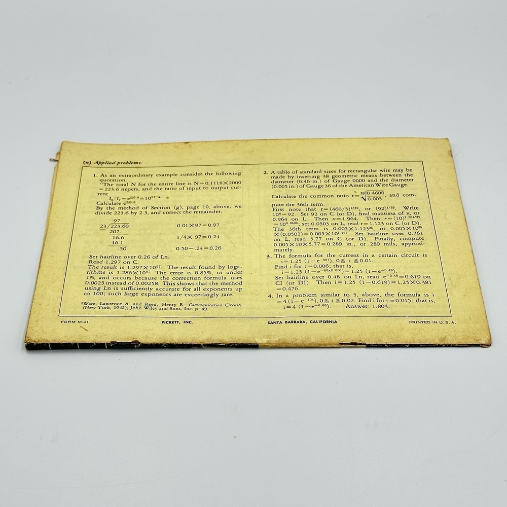 Lot of 3 Pickett Exponential Log Slide Rule How to . . . Booklets Hartung 1953 - Picture 2 of 15